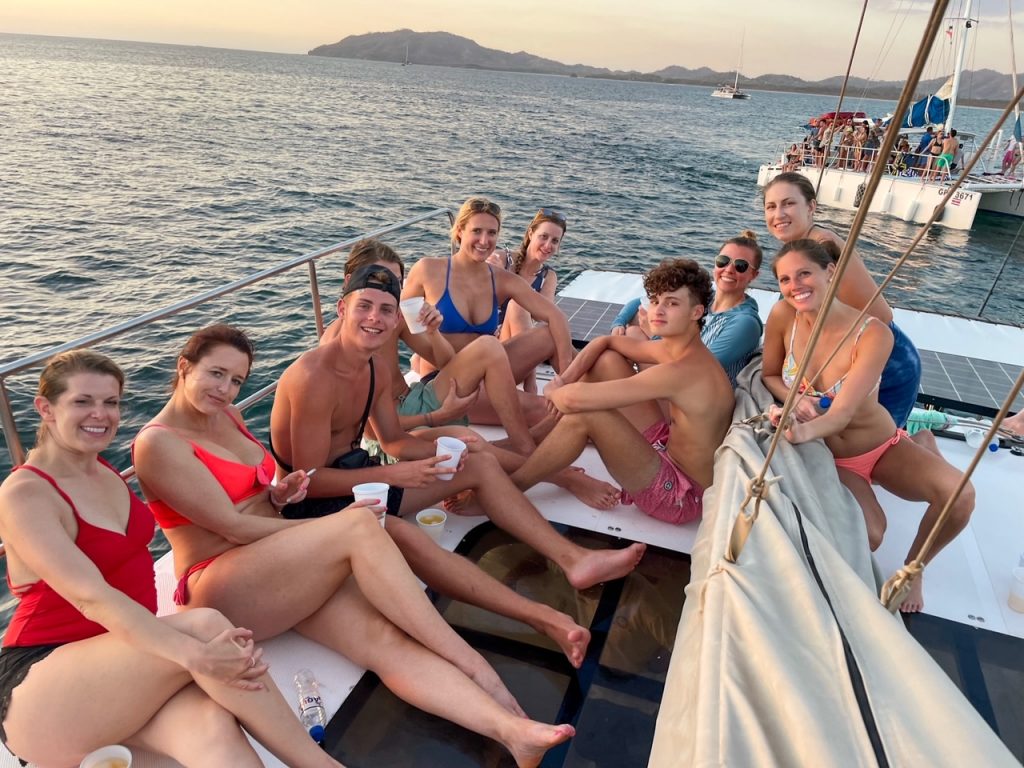 new friends on the catamaran cruise in Costa Rica