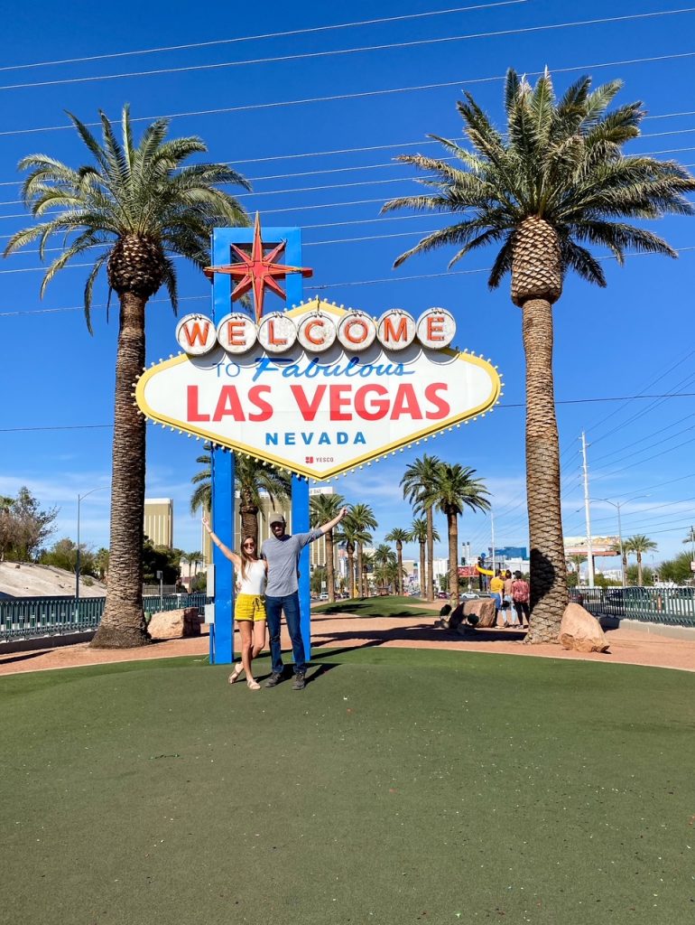 us in front of the Welcome to Fabulous Las Vegas sign