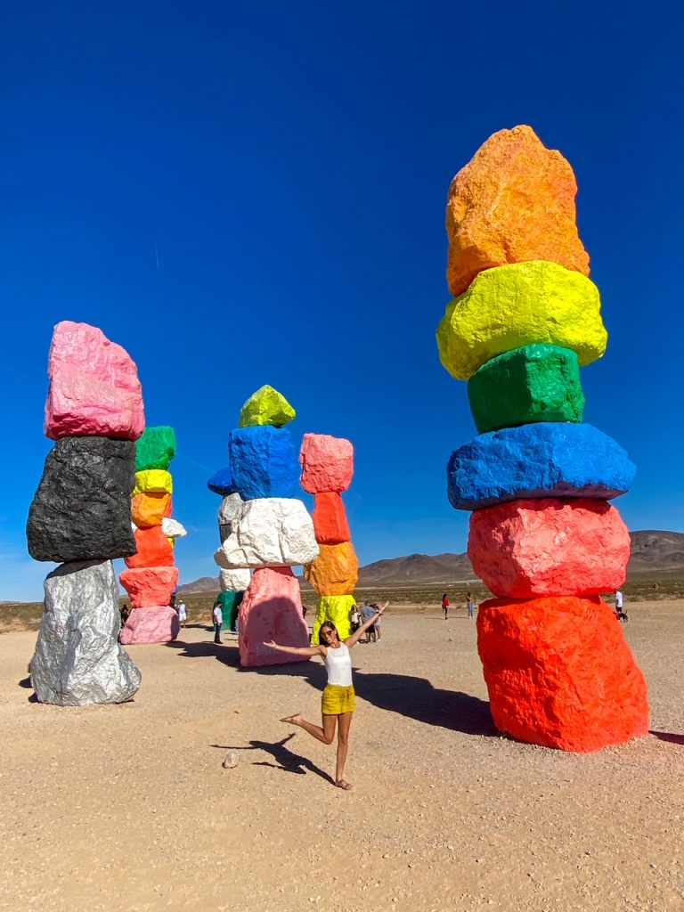 me at Seven Magic Mountains exhibit near Las Vegas