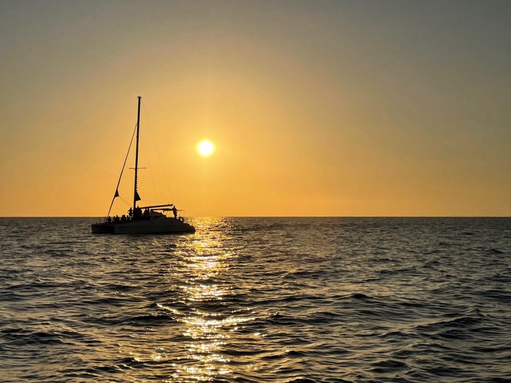 sunset on the catamaran cruise