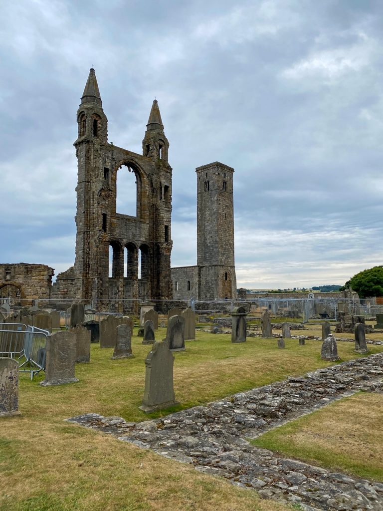 St Andrews Cathedral ruins alongside St Rules Tower