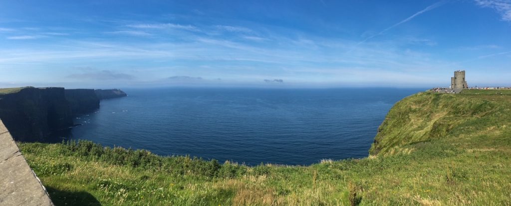 a panoramic view of the Cliffs of Moher