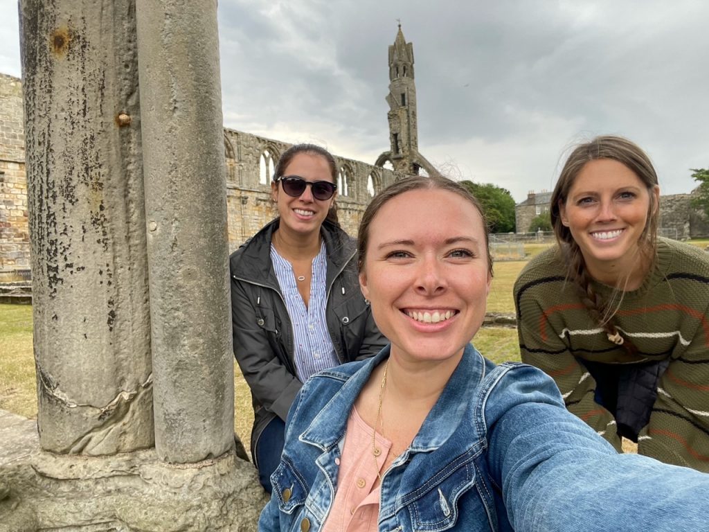 Stephanie, Kelsey and Sara at St Andrews Cathedral
