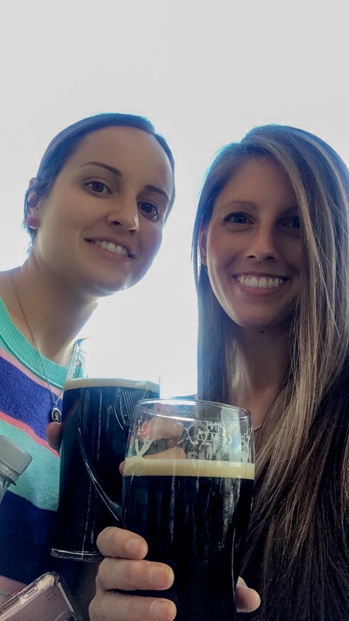 Katie & Sara ready to drink their Guinnesses
