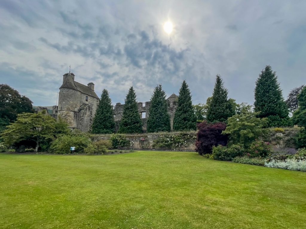 a palace view from the gardens at Falkland Palace