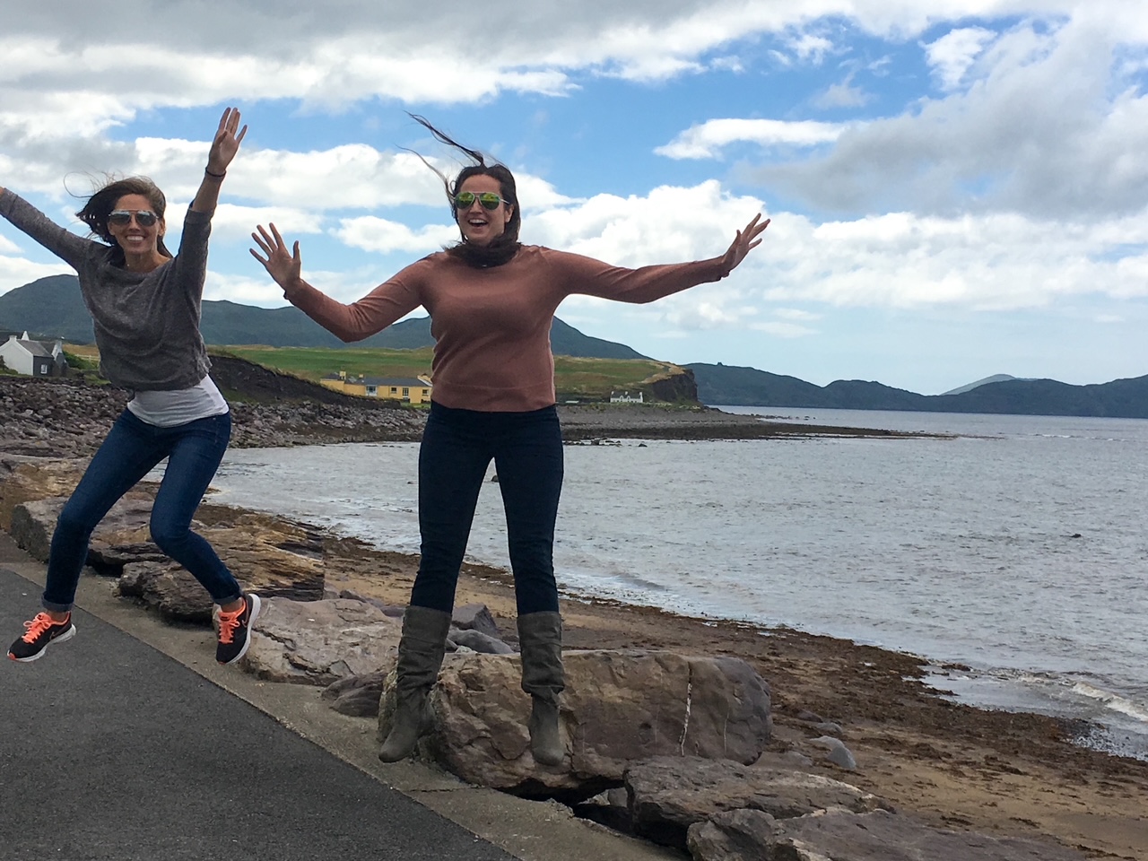 Sara & Katie jump pic Waterville, Ireland