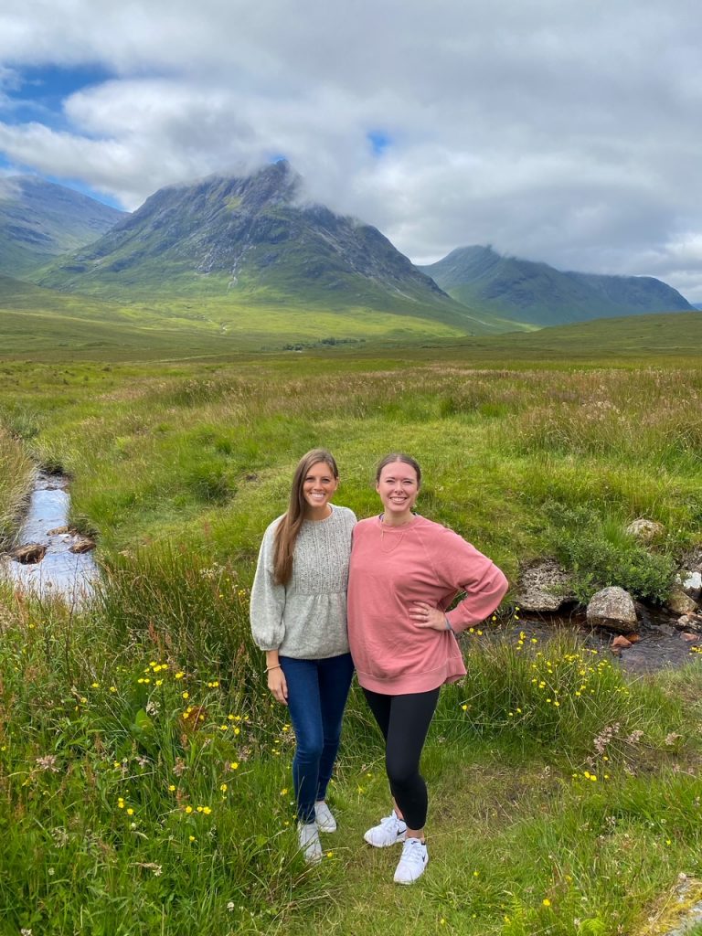 Sara and Kelsey at one of our Glencoe stops on our day trip from Edinburgh