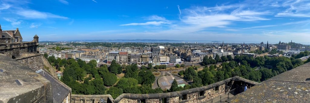 panoramic city view from Edinburgh Castle