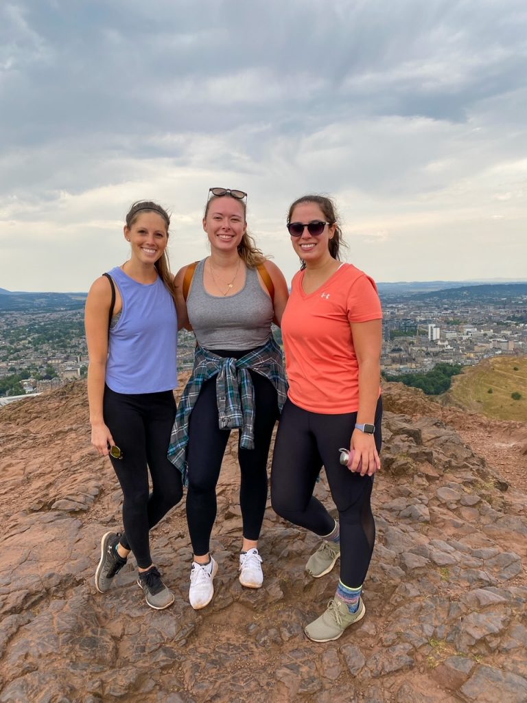 Friends at the top of Arthur's Seat during 5 days in Edinburgh
