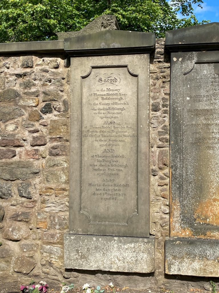 Tom Riddell's headstone at Greyfriars Kirkyard in Edinburgh