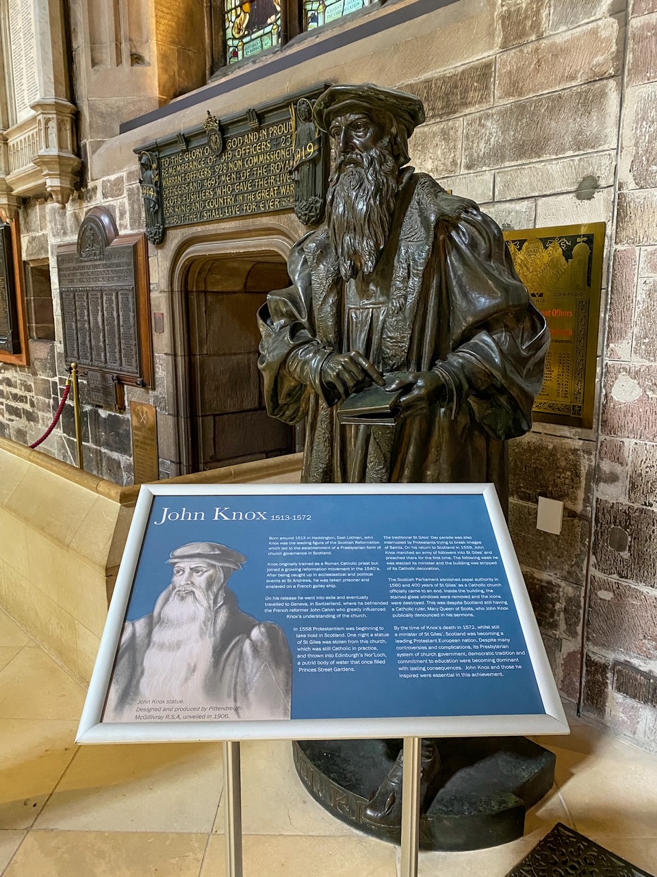 John Knox statue inside St Giles'