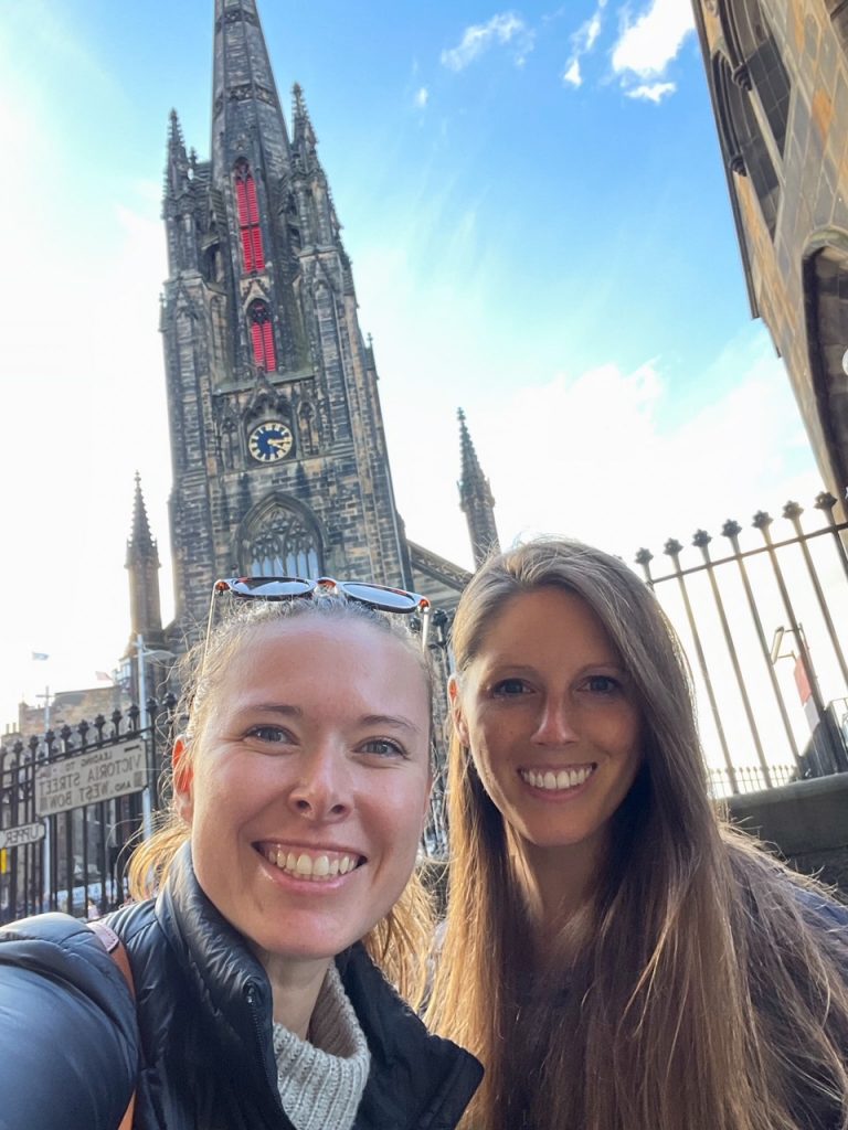 Kelsey and Sara Selfie at Tron Kirk