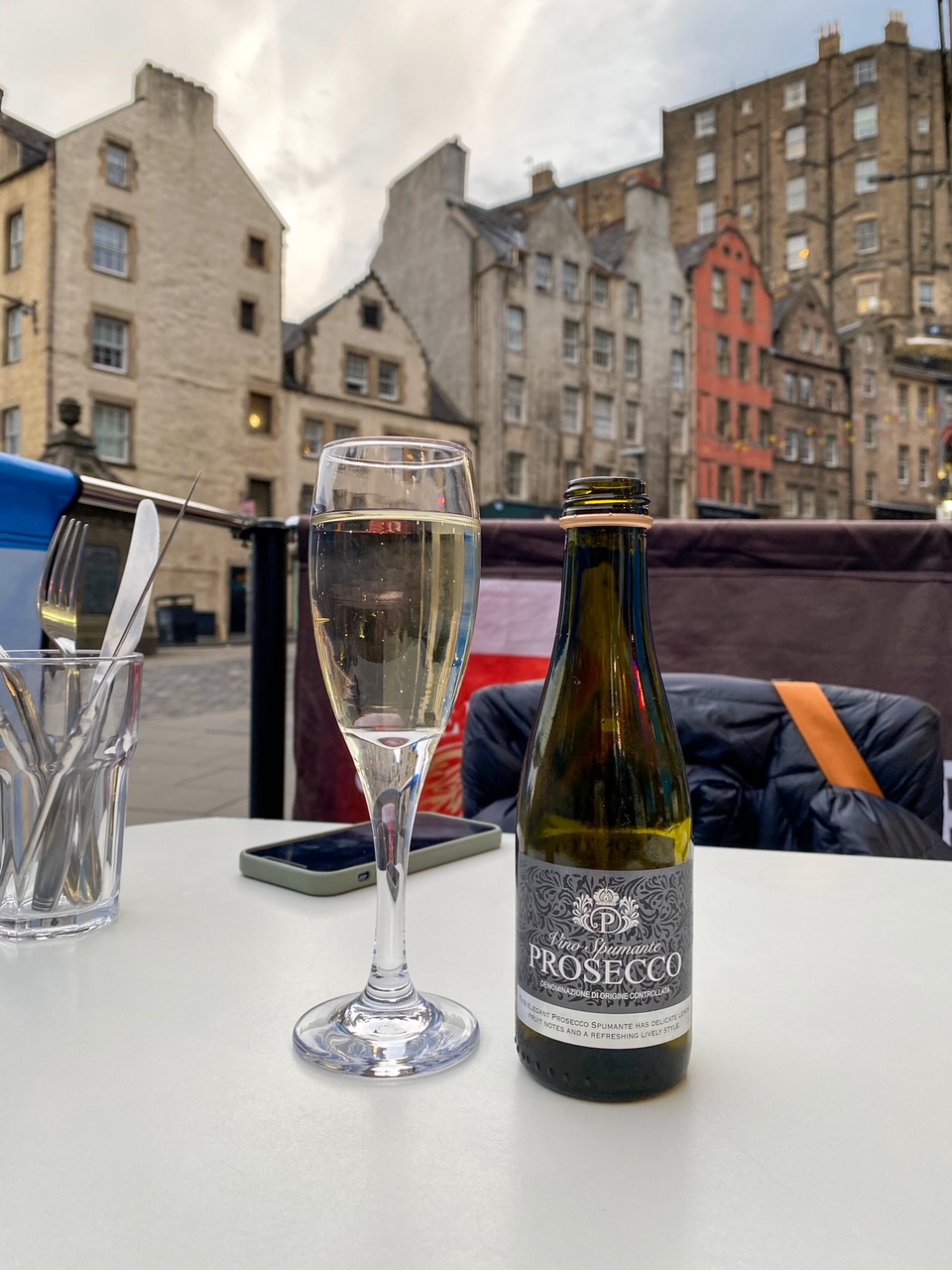 Prosecco at Dunedin Kitchen, an Italian restaurant in Edinburgh