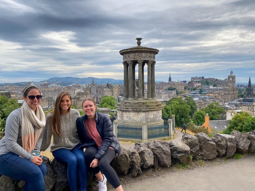 Stephanie, Sara & Kelsey at Calton Hill in Edinburgh
