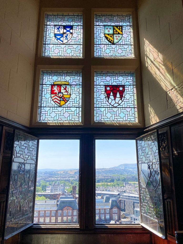 view from a window inside the Great Hall at Edinburgh Castle
