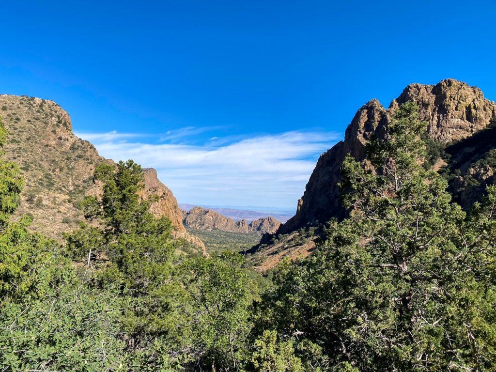 a window view from the beginning of the Lost Mine Trail