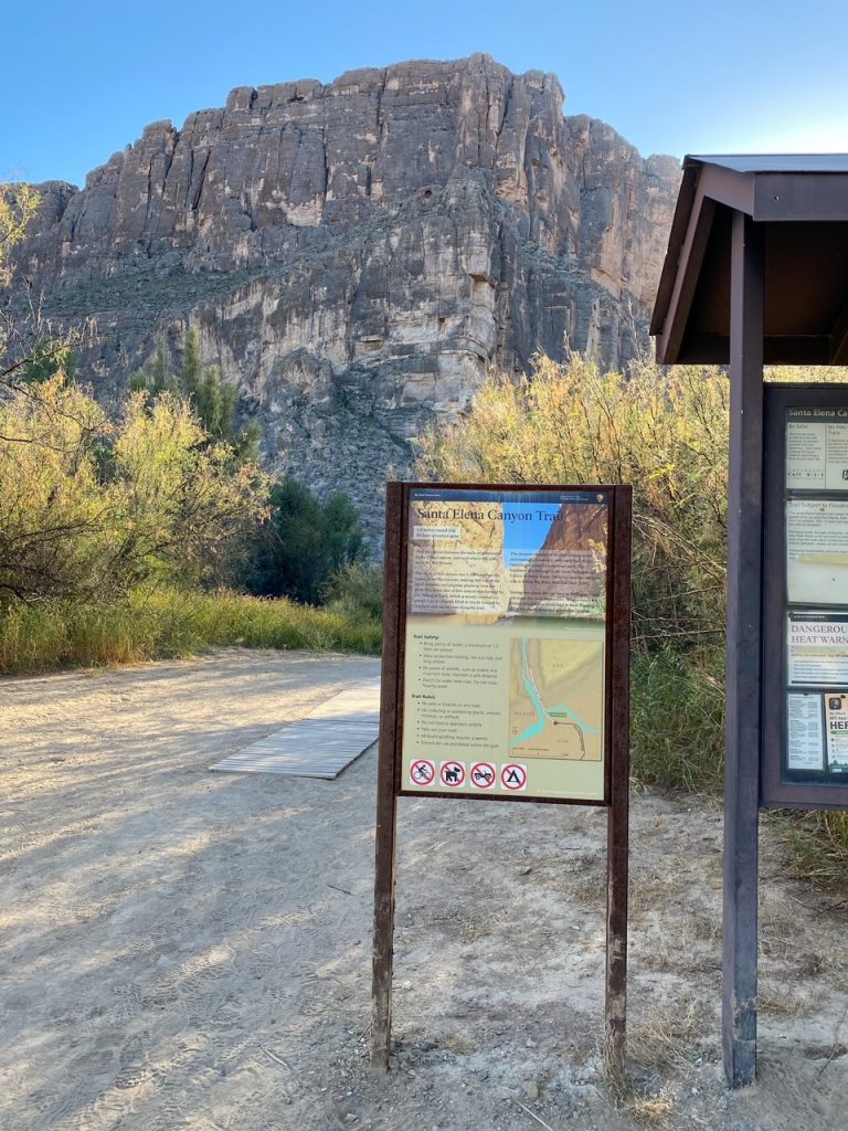 the Santa Elena Canyon trailhead sign