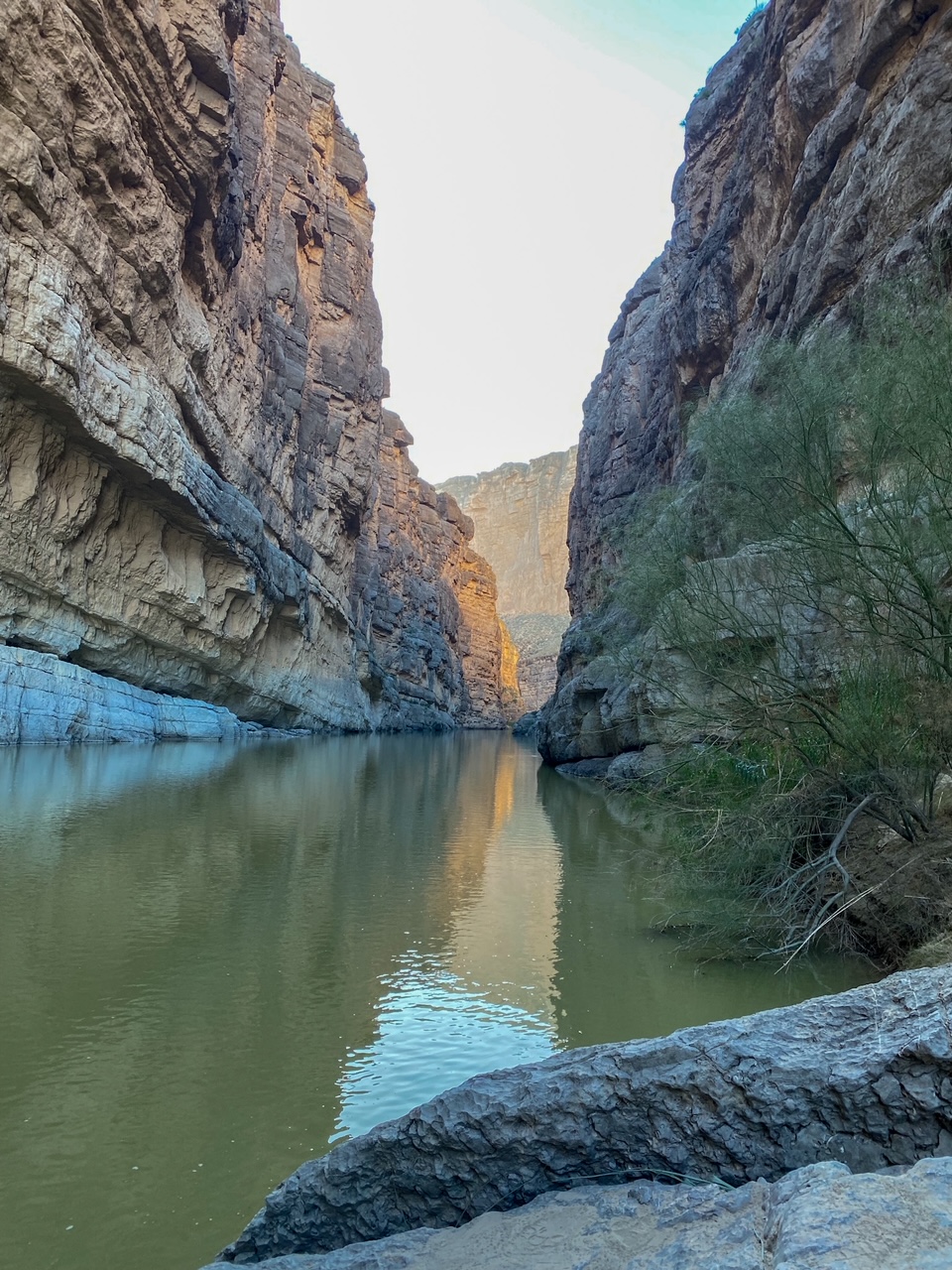 the Santa Elena Canyon trail ends at a lovely view of the canyon and the Rio Grande
