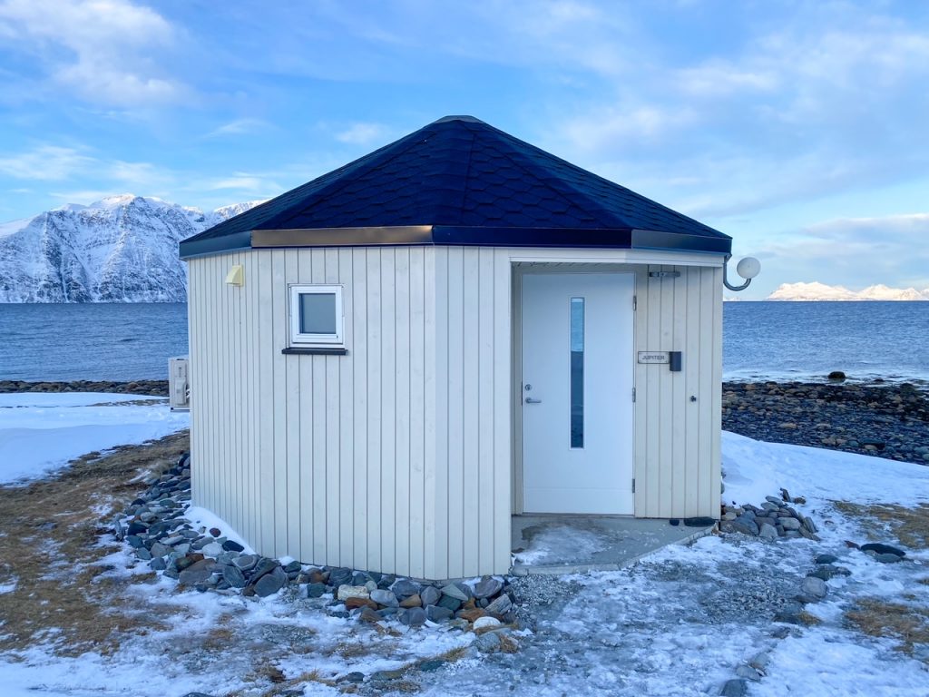 the exterior of the 180 degree glass igloo at Lyngen North Igloo Hotel