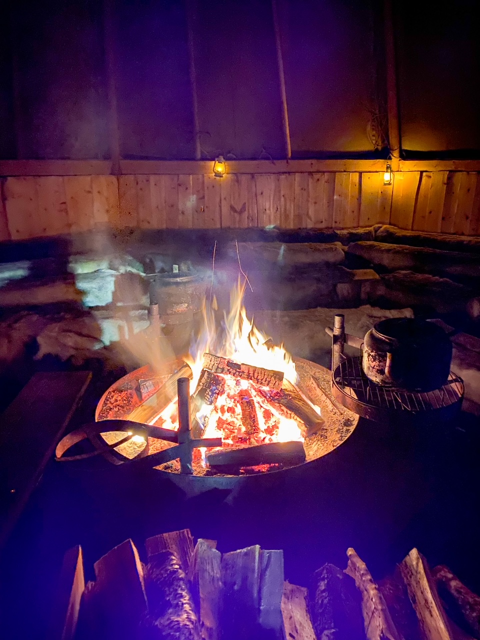a fire inside the Sami camp