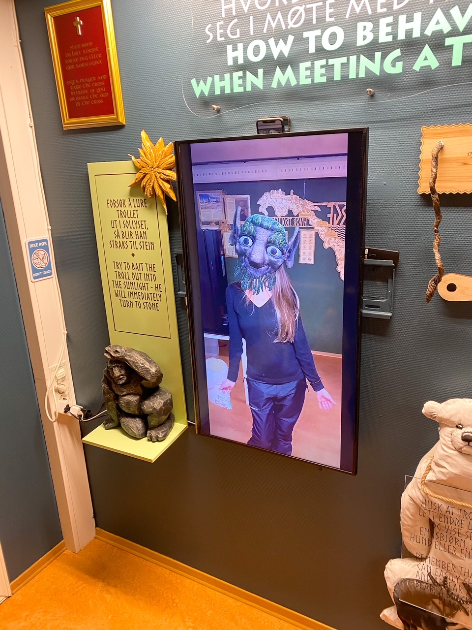 Sara as a troll at the Troll Museum in Tromsø, Norway