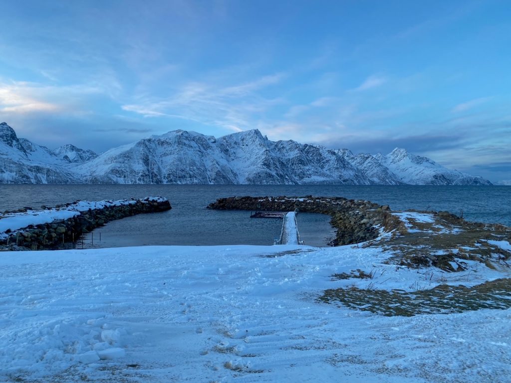 winter in Norway near the Lyngen Alps in Rotsund