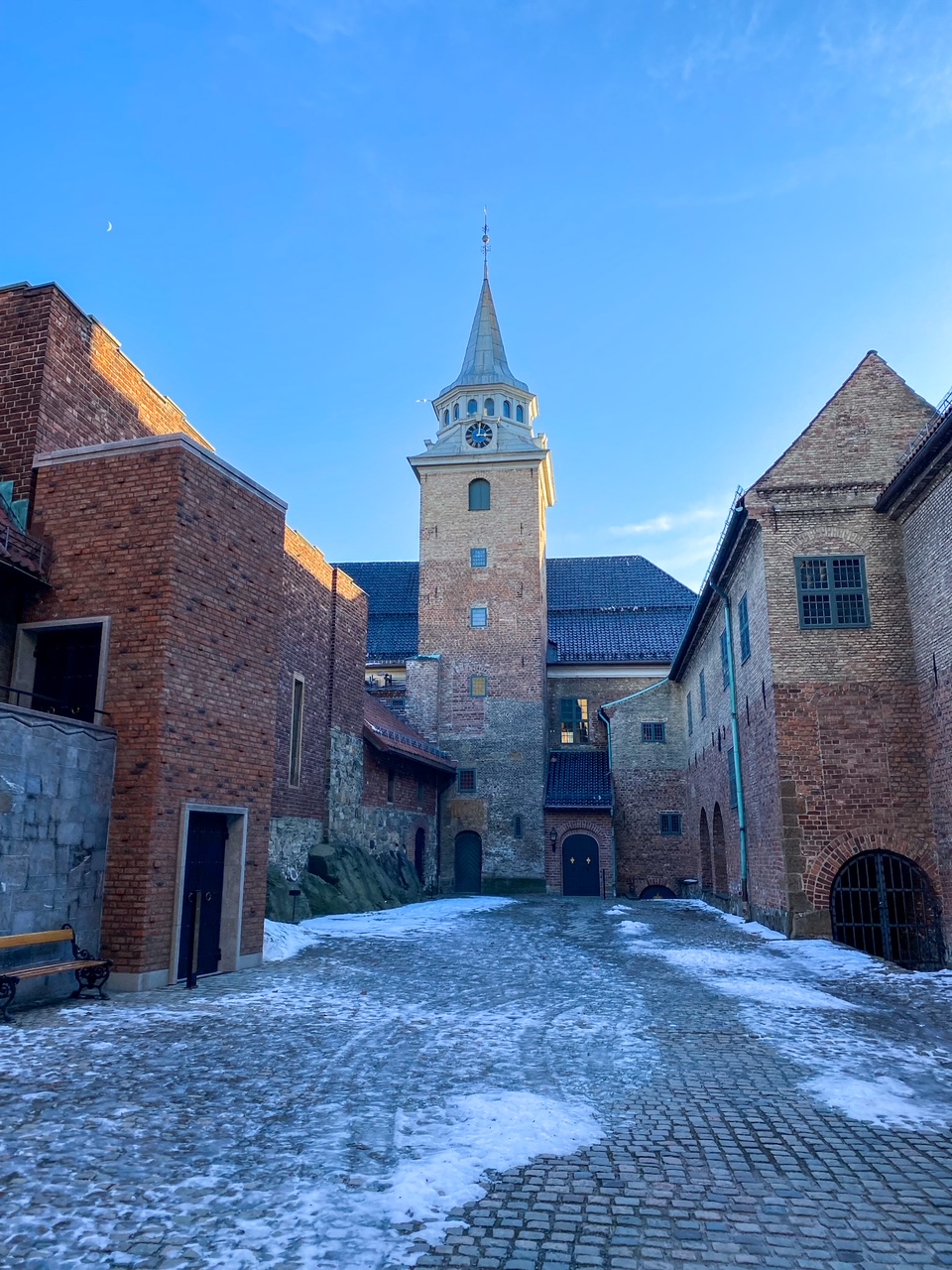 walking into Akershus Fortress