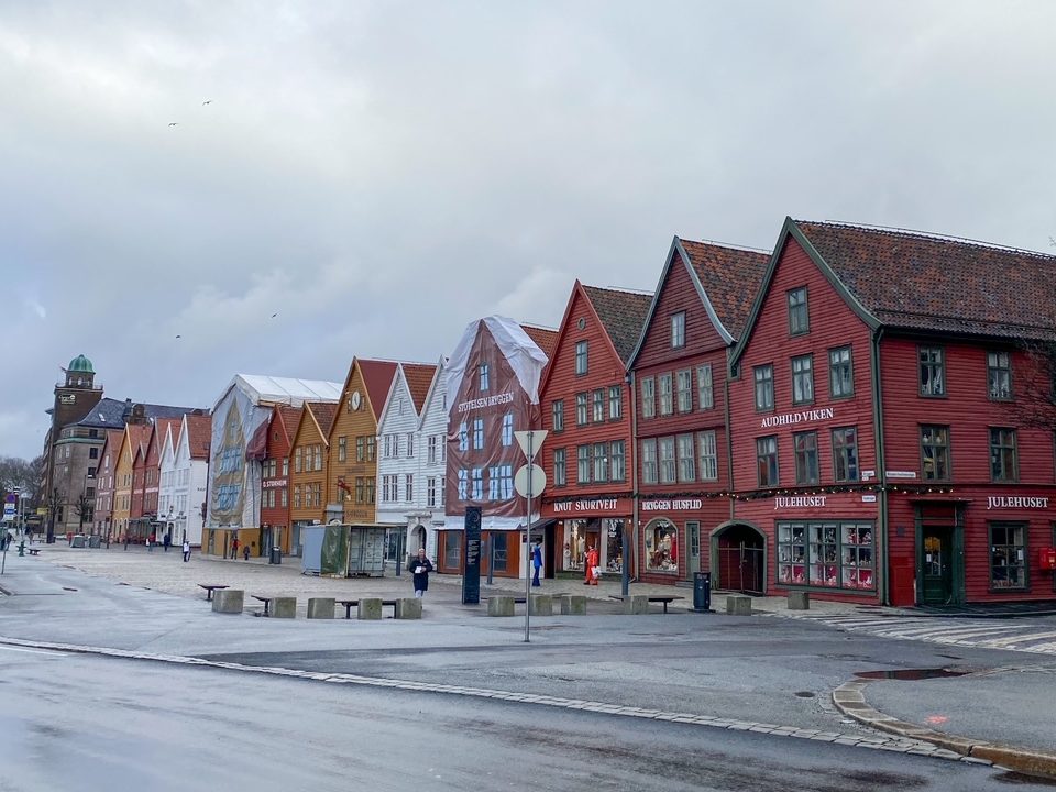 the historic UNESCO World Heritage Site Bryggen in Bergen, Norway
