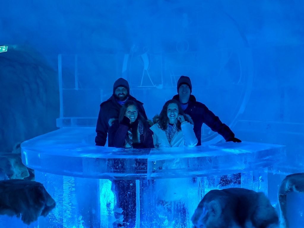 the couples at the Snowhotel ice bar