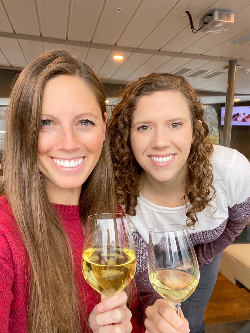 Sara & Allison enjoying some ciders on the fjord cruise to Flam