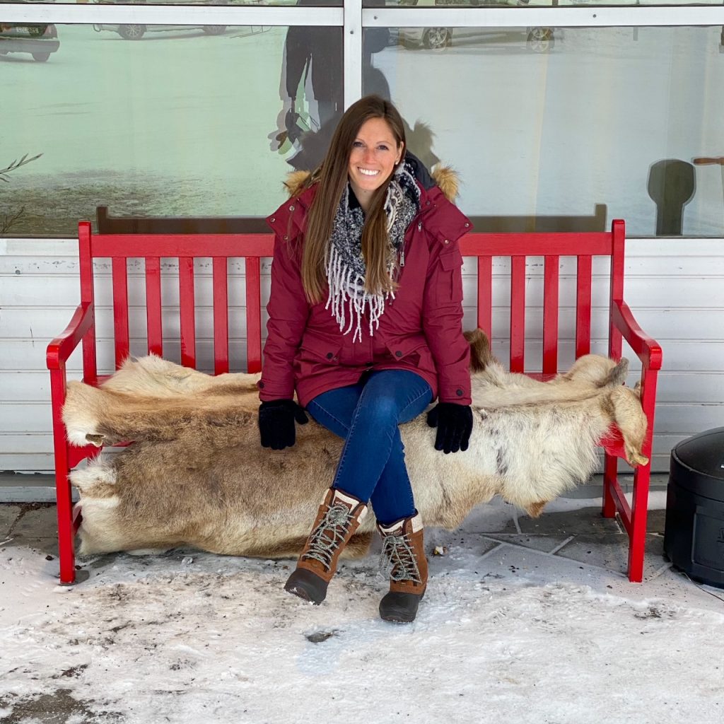 Sara dressed in warm clothes during the winter in Norway