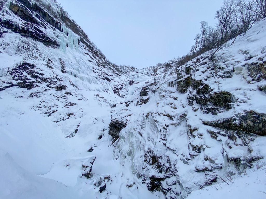 Kjosfossen, a stop on the way from Flam to Myrdal on the Flam Line