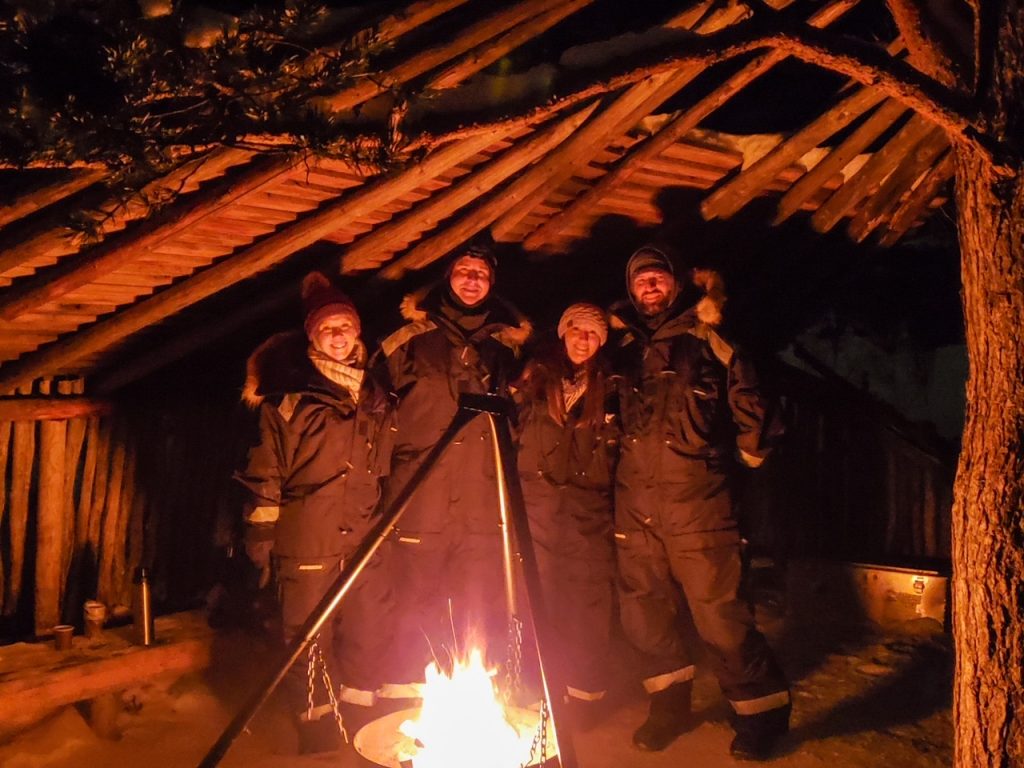 the group during the Hunting the Northern Lights by Husky tour
