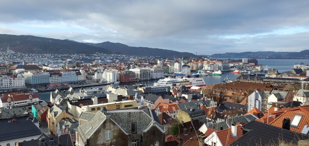 a panoramic view from Mount Fløyen