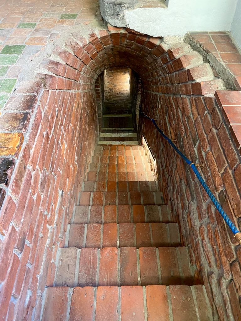 walking downstairs at Akershus Fortress