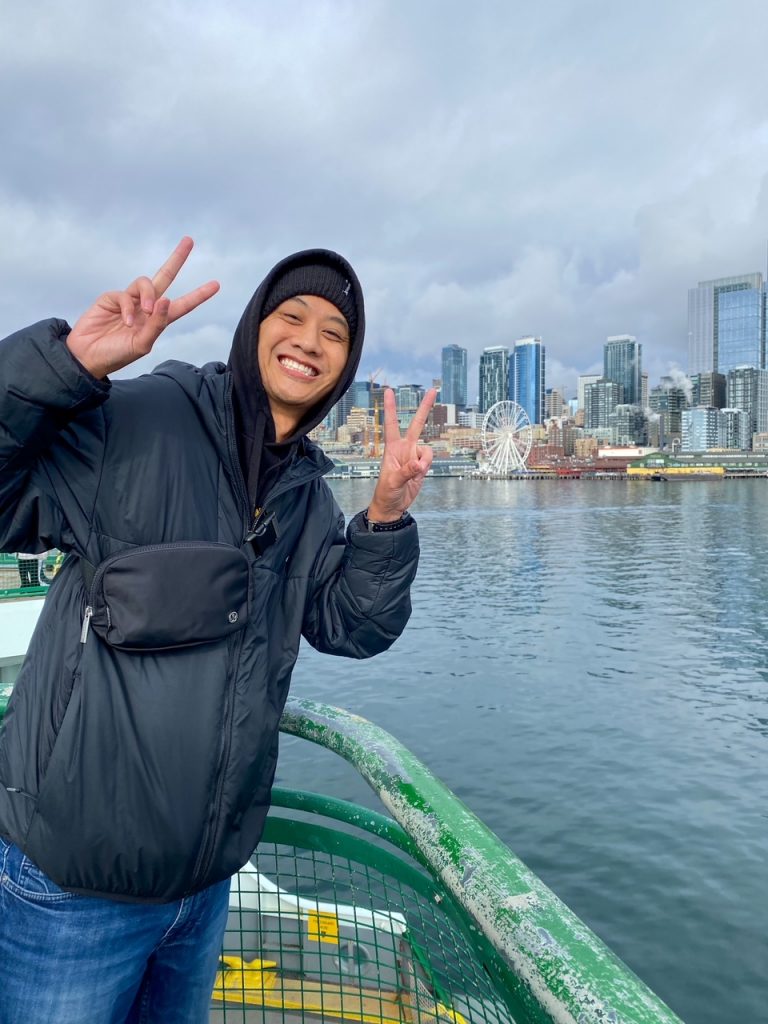 Steven on the ferry back to Seattle from Bainbridge Island