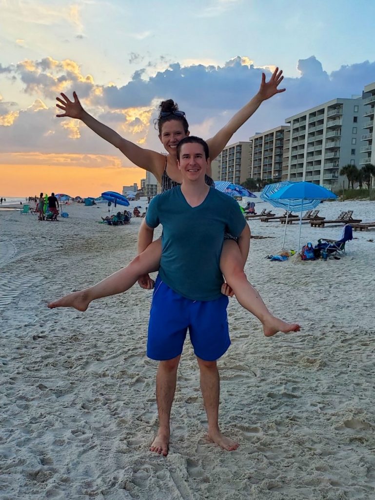 Allison & Ryan at sunset on Gulf Shores Beach