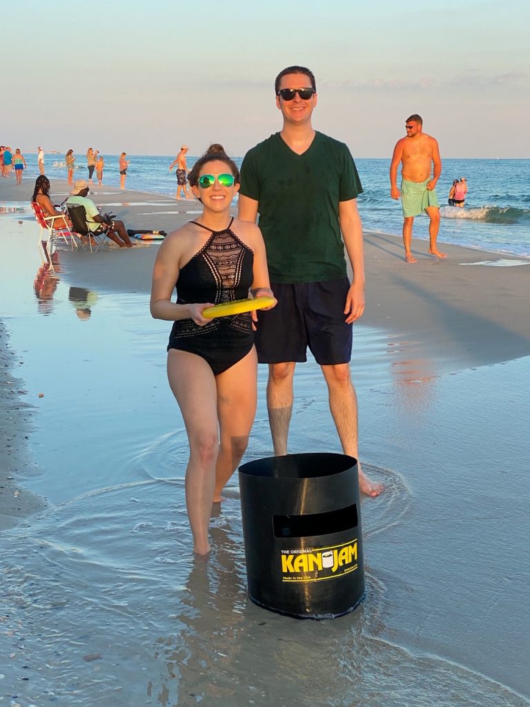 Al & Ryan playing Kan Jam on the beach at Gulf Shores