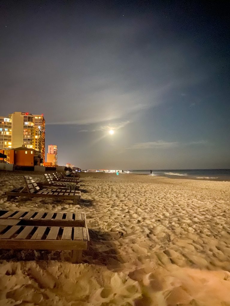 Gulf Shores Beach at night