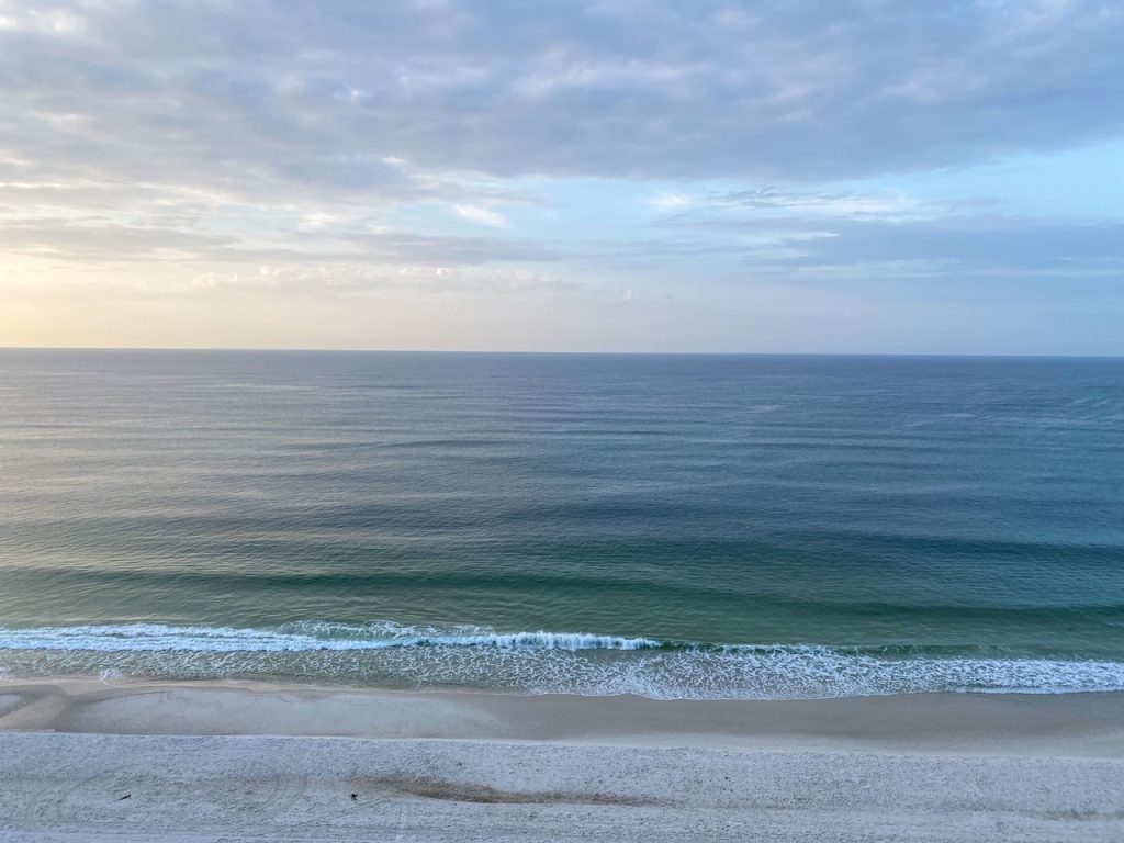 Ocean view from our Airbnb in Gulf Shores Alabama