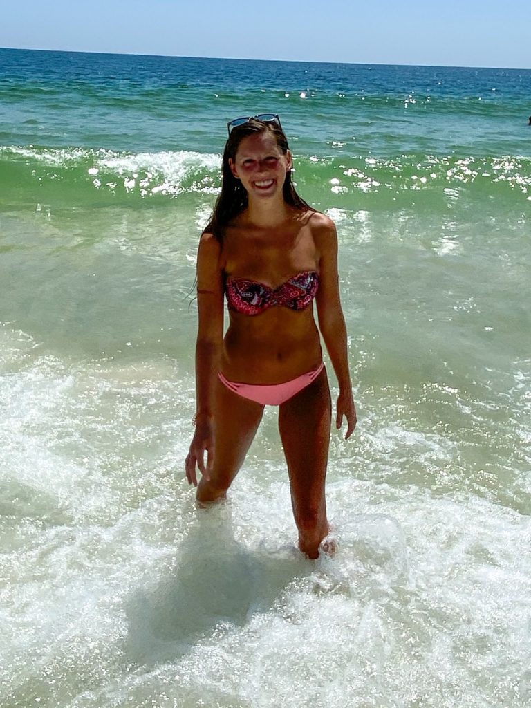 Sara in the water at Gulf Shores Beach