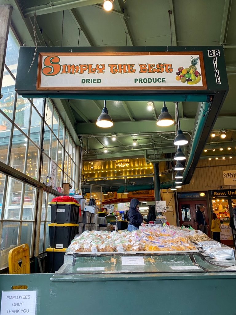 Simply the Best, a dried fruit vendor at Pike Place Market
