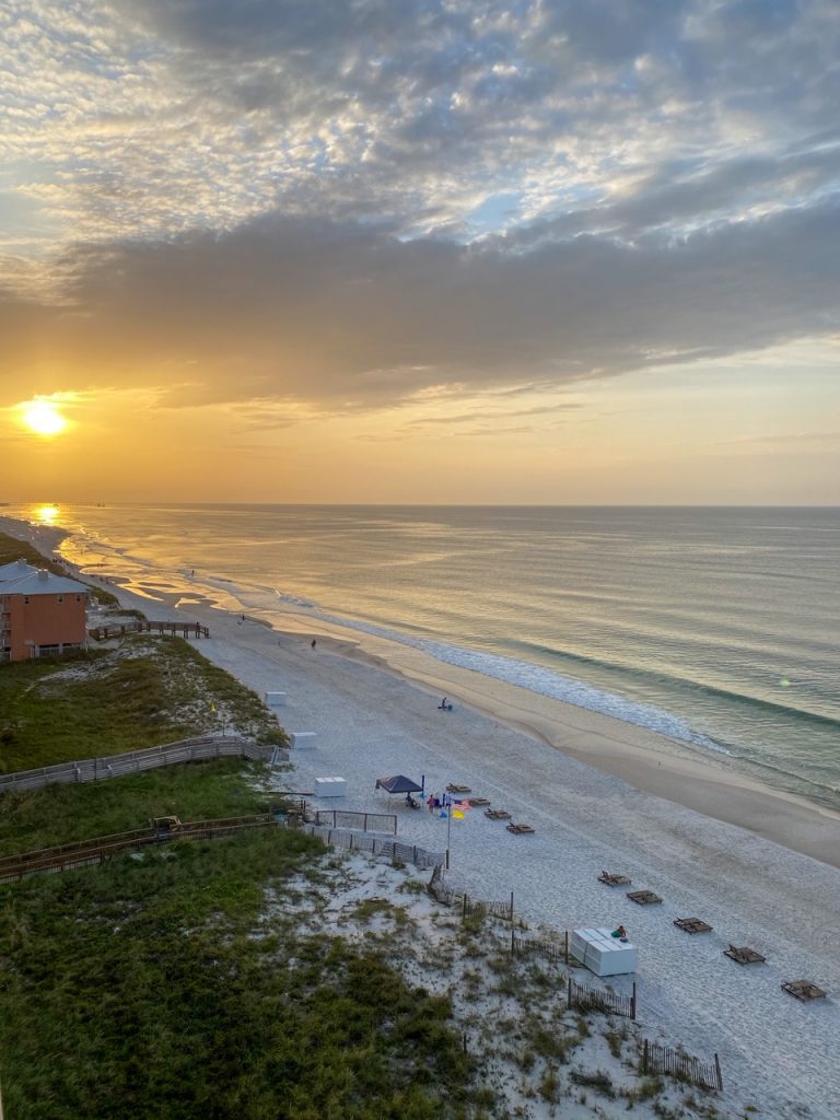 Sunrise from the balcony of our Airbnb in Gulf Shores AL