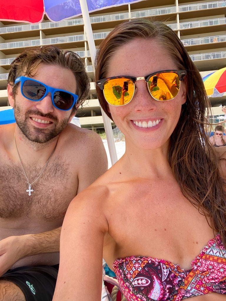 Tim & Sara selfie on the beach at Gulf Shores