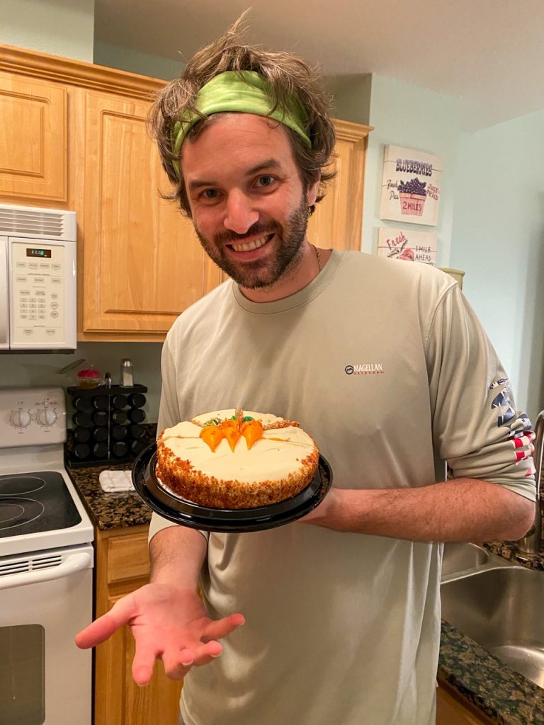 Tim with crazy hair celebrating his bday in Gulf Shores