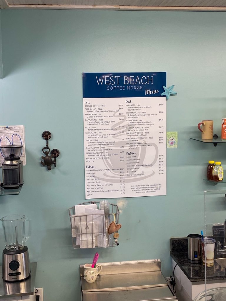 West Beach Coffee House Menu