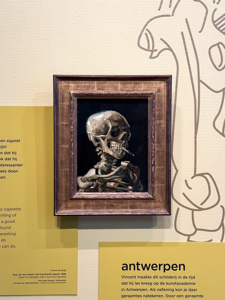 Skull of a Skeleton with Burning Cigarette by Van Gogh