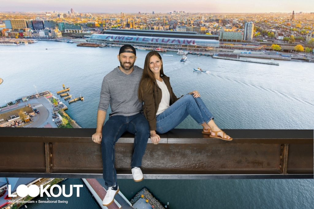 Tim & Sara posing at A’DAM LOOKOUT