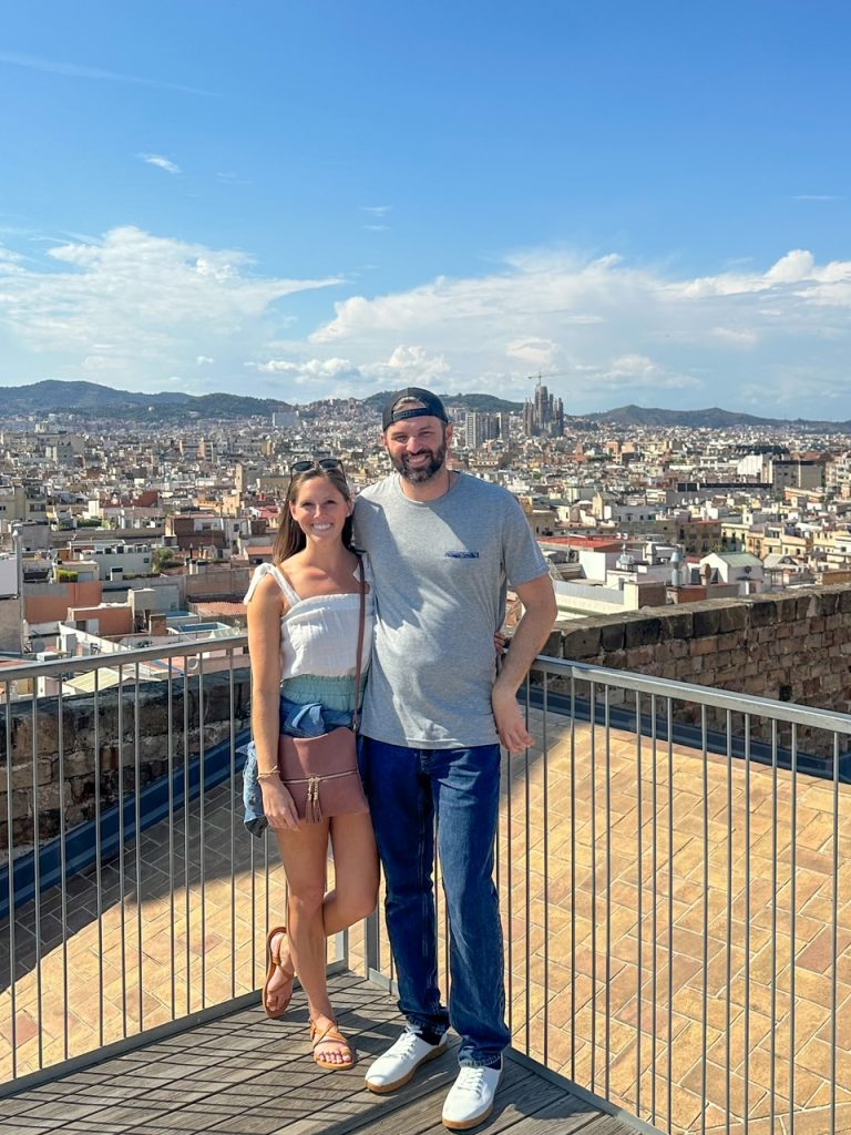 Sara & Tim on the rooftop terrace at Santa Maria del Mar