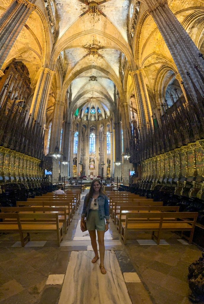 Sara inside the Barcelona Cathedral
